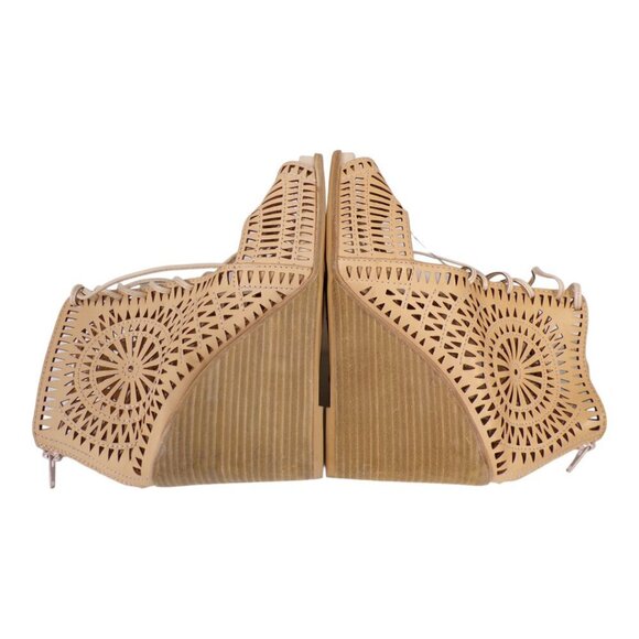 Jeffrey Campbell Rodillo Wedge Sandals Size 9 Tan Leather Lace Up #1257 - Picture 5 of 10